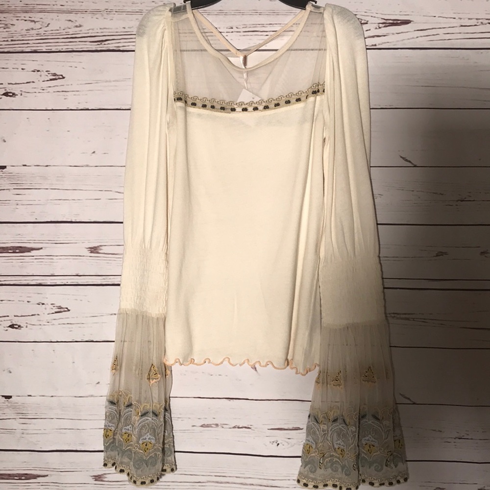 Free People High Tide Embroidered Top sz Small